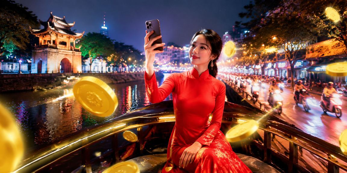 Phụ nữ Hà Nội mặc áo dài đăng ký tài khoản và nhận thưởng casino trực tuyến